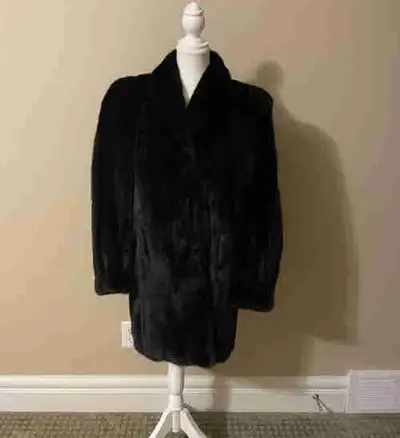 Women’s Genuine Black Mink Fur Coat size small 6, View more