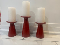 Crate&Barrel Pillar Candle Holder - red