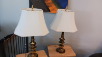 Matching set of 2 vintage brass table lamps for sale