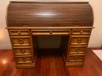 Vintage Sligh Solid Wood Roll Top Desk