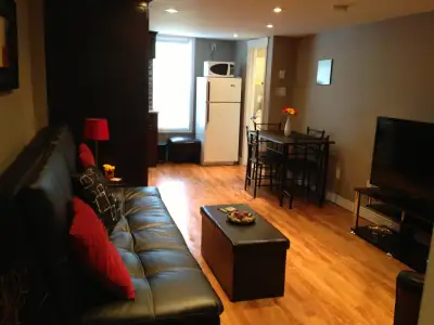 One bedroom furnished middle unit apt . Downtown area
