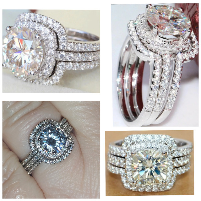 Round Halo Wedding Set- Size 7 in Jewellery & Watches in Chatham-Kent