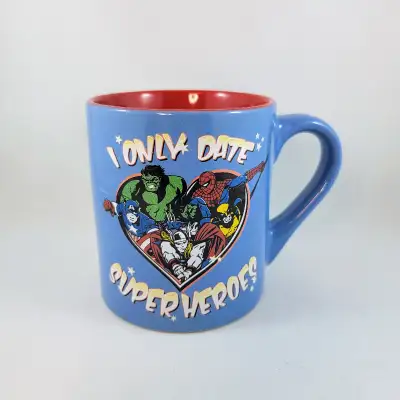 Marvel Comics Mug Cup I Only Date Superheroes Ceramic 2010 Blue, View more