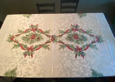 Vintage Christmas Celebration Holiday Colourful Tablecloth 3x1.5, View more