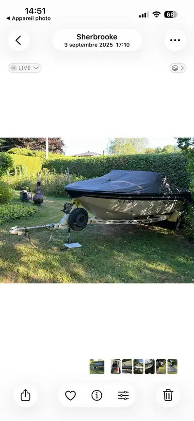 Bateau peche Crestliner 1850 Moteur inboard mercruser 130 HP Moteur 9.9 HP 4 temps Evenrude Remorque...