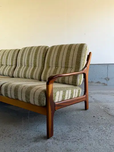 vintage solid teak sofa, View more