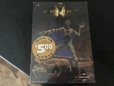 All plastic assembly model kit of The Mummy by Polar Lights. Brand new, still sealed in packaging.
