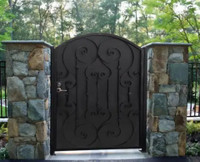 Custom Wrought Iron artistic entry gate for Backyard, 4' Wx 5' H