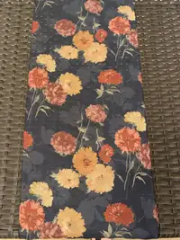 Long rectangular navy scarf with floral pattern 