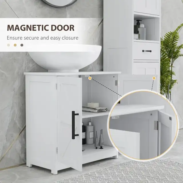 24" Bathroom under sink Farmhouse Pedestal Sink Storage Cabinet  in Bathwares in Markham / York Region - Image 9