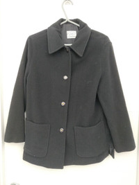 Wool & Cashmere Women Black Dress Button Coat Jacket - Size 10