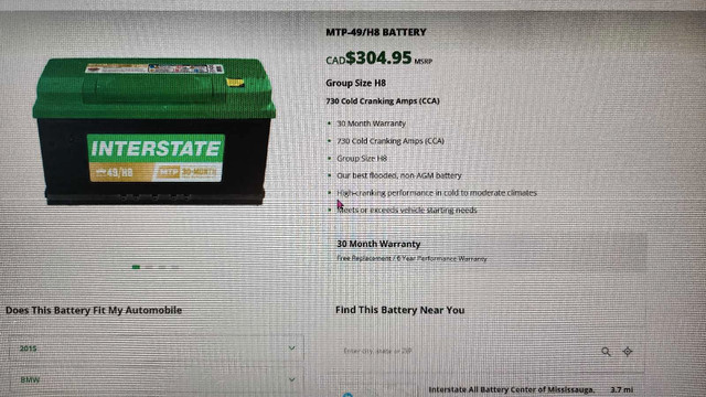 Brand New never used Interstate car battery in Other Parts & Accessories in Mississauga / Peel Region