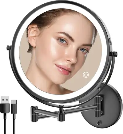 NEW IN BOX: 9" Wall Mounted Lighted Makeup Mirror, View more