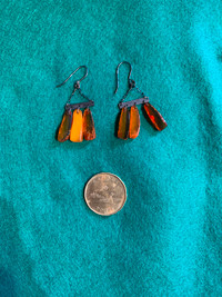 Vintage Amber Earrings, 3 piece
