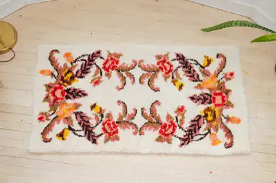 Vintage Floral Hooked Wool Rug, View more