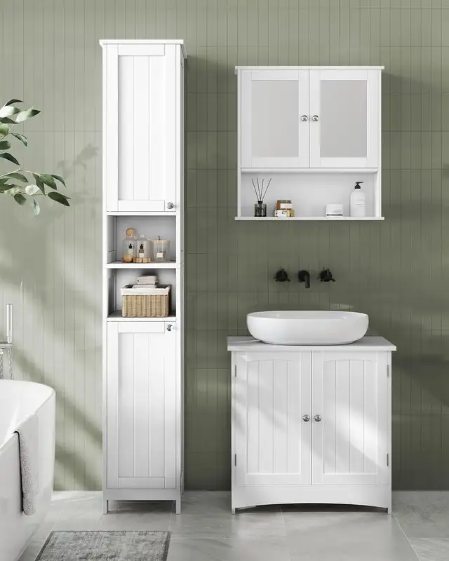 11.8”x11.8”x59”, Tall Storage Cabinet with Lights, White Color in Storage & Organization in Markham / York Region - Image 9