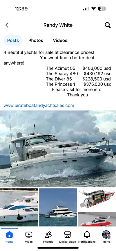4 beautiful yachts for sale. please visit pirateboatandyachtsales.com and send us a msg. we look for...