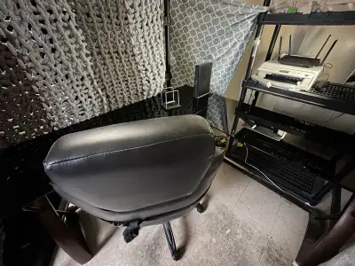 $40 L-shaped glass desk, View more