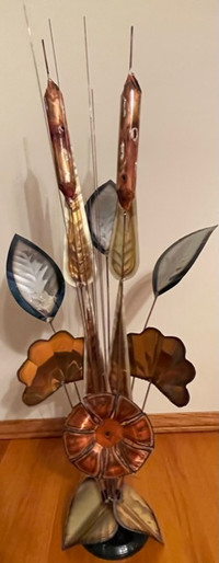 Cat-tail bulrush flower metal art