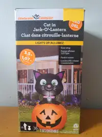 Gemmy Airblown Inflatable Cat in Jack-O-Lantern Halloween 3.5 Ft