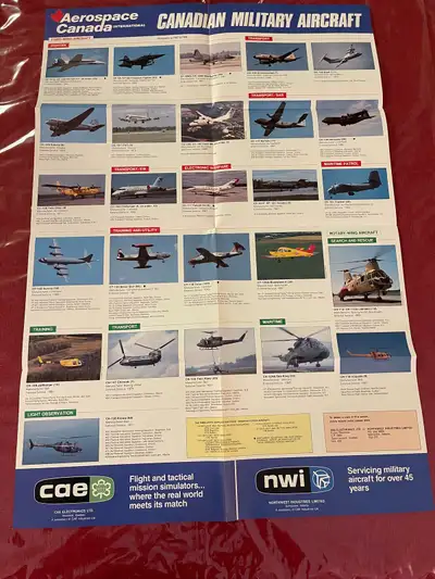 A poster showcasing various Canadian military aircraft from Aerospace Canada International. It detai...