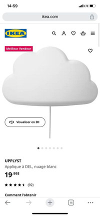 Lumière / veilleuse en nuage Ikea