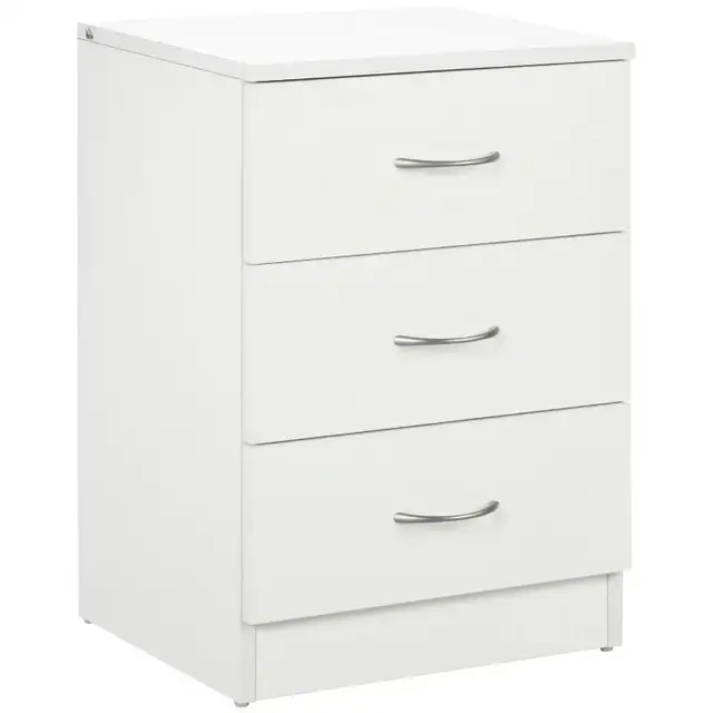 White Bedside Table with 3 Drawers, Modern Wood Nightstand in Dressers & Wardrobes in Markham / York Region - Image 10