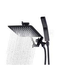 G-Promise All Metal Shower Head with Hose, 8" Square Rain Shower