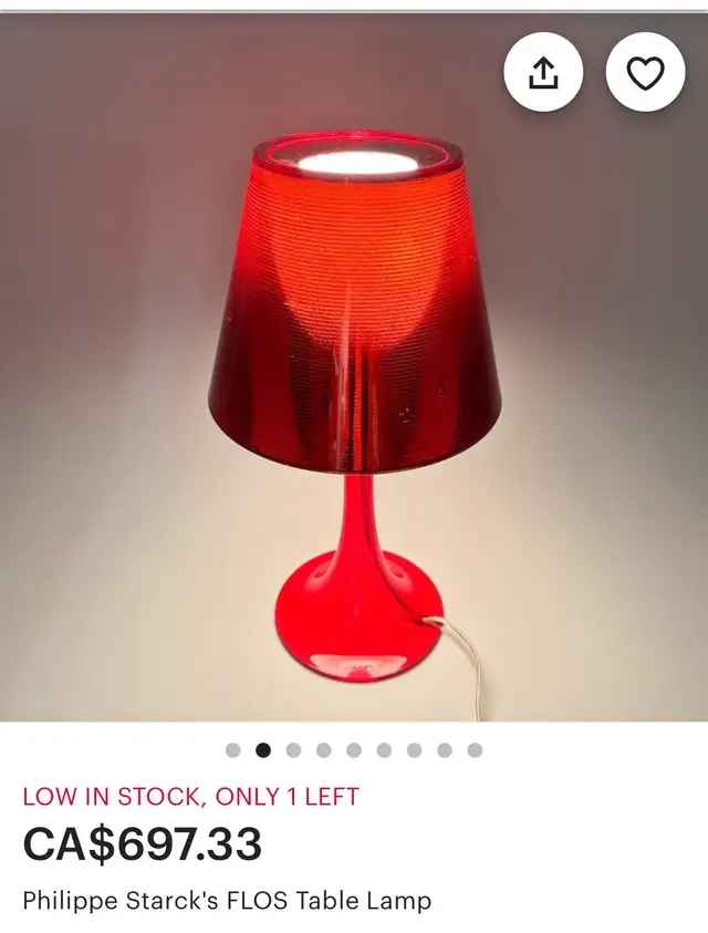 Rare Miss K Table Lamp Transparent Red by Nerval Philippe Starck in Indoor Lighting & Fans in Laval / North Shore - Image 5