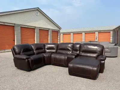 Brown Leather Recliner Sectional , View more