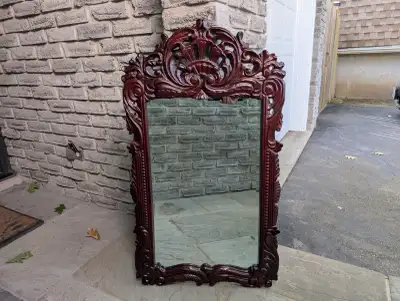 Vintage Bombay Rosewood Carved Mirror, View more