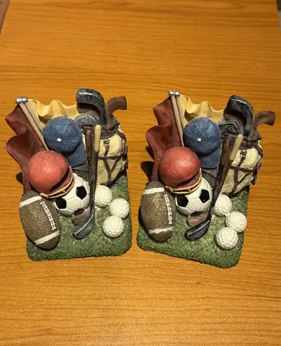 Hand Crafted & Hand Painted Sports Themed Heavy Resin Bookends, View more