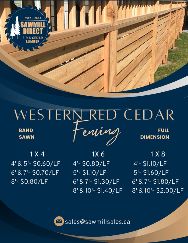Western Red Cedar Full Sawn Fencing in Decks & Fences in Nanaimo