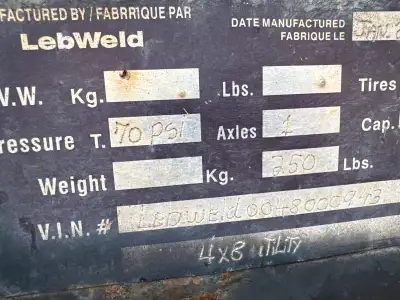 This LebWeld utility trailer is ready to haul! It has a 4x8 foot bed and a single axle. As you can s...