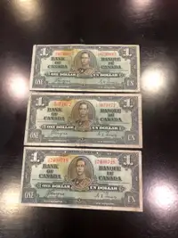 1937 Canadian Bills One dollar