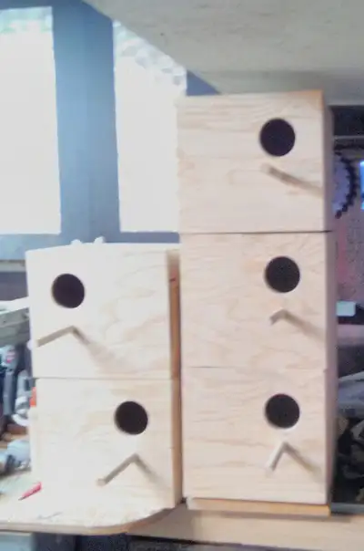 I have a full line of hand made, locally built nest boxes. Nest boxes for finches $25 - $45, budgies...
