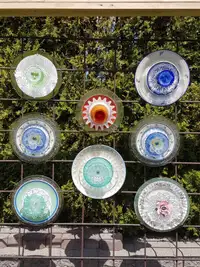 Glass Garden Art Plate Flower Collection