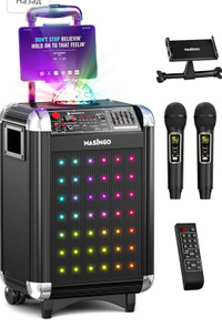 Karaoke Machine for Adults and Kids with 2 Bluetooth Wireless Mi