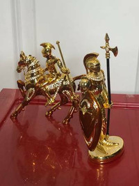 Vintage Jewelled Armour Knight Horse Figurines