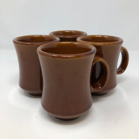 Vintage Rego Restaurant Ware Heavy Brown Coffee Mugs Set of 4