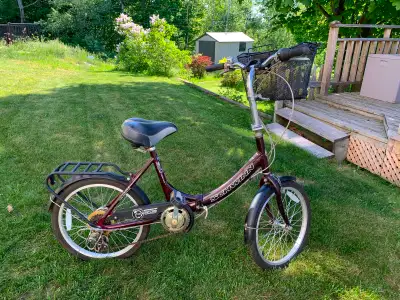 Schwinn folding ladies20” bicycle 150.00. Delivery available
