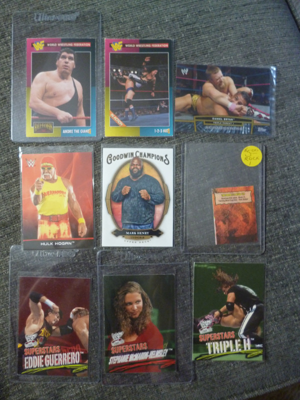 WWE WWF Wrestling cards - Hogan Andre Rock Bryan HHH Guerrero in Arts & Collectibles in Peterborough