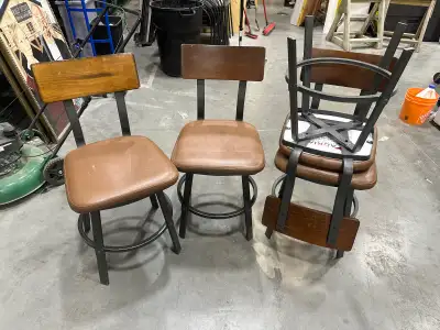 Commercial-grade Adria Lager Side Chairs with upholstered seats from restaurant closures. These are...