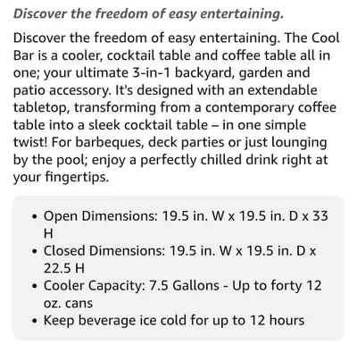 Outdoor Cooler Table, View more