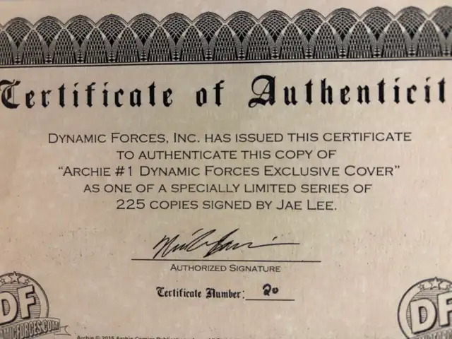 Archie #1  Signed by Jae Lee Dynamic Forces Variant comic! in Comics & Graphic Novels in Edmonton - Image 4