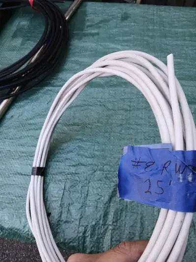 25 feet of #6 awg copper rw90 wire. $30.