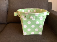 Beautiful Pottery Barn green with white polka dot design basket
