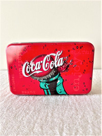 COCA-COLA COLLECTOR METAL TIN WITH 2 DECKS OF CARDS-USED