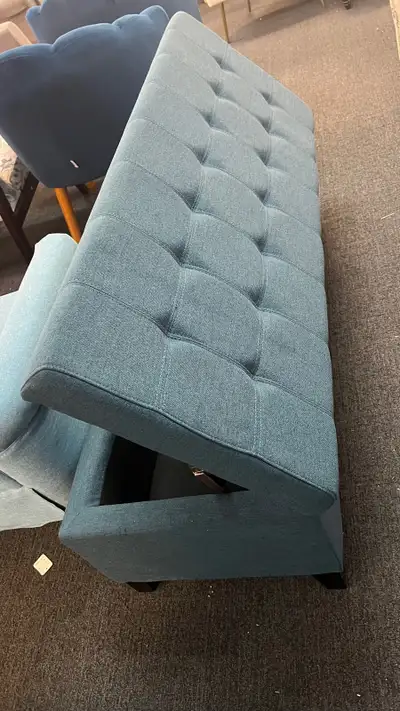 Large 50" Rectangular Storage Ottoman Bench, Tufted Upholstered, View more