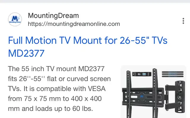  TV wall mount in Video & TV Accessories in Ottawa - Image 4